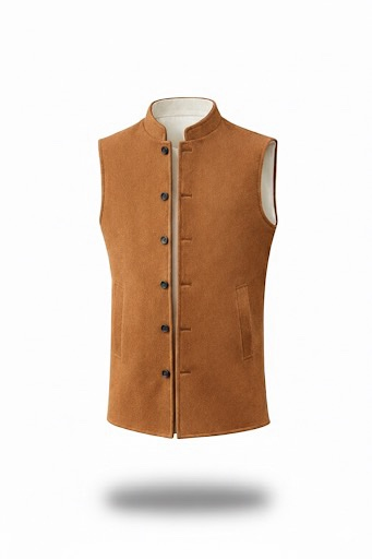 Vest Double face - Brown - off white